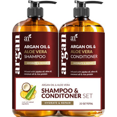 Artnaturals Argan Oil Shampoo bottle with nourishing Moroccan oils for all hair types.