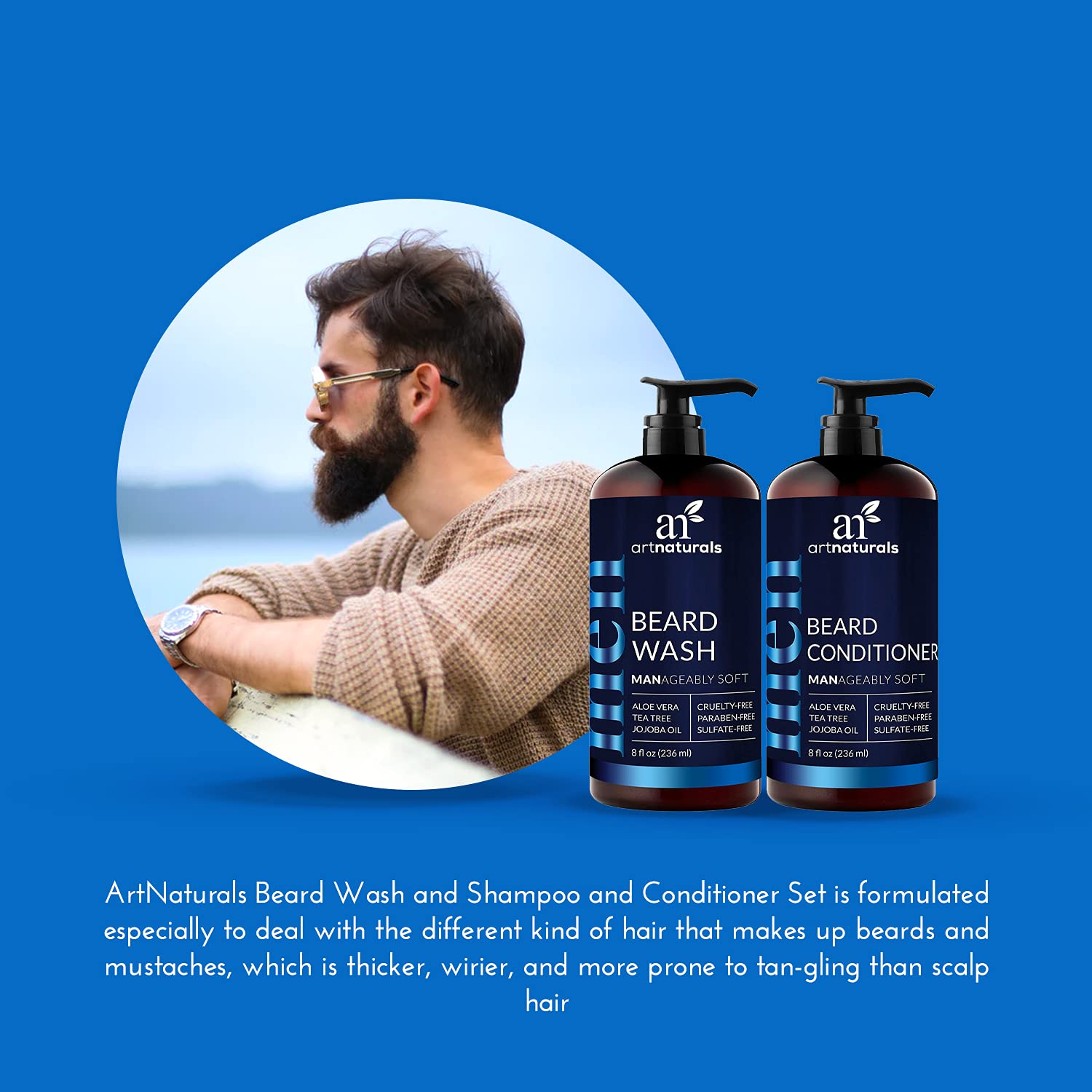 Artnaturals Beard Conditioner bottle pour for smooth, manageable beard hair.