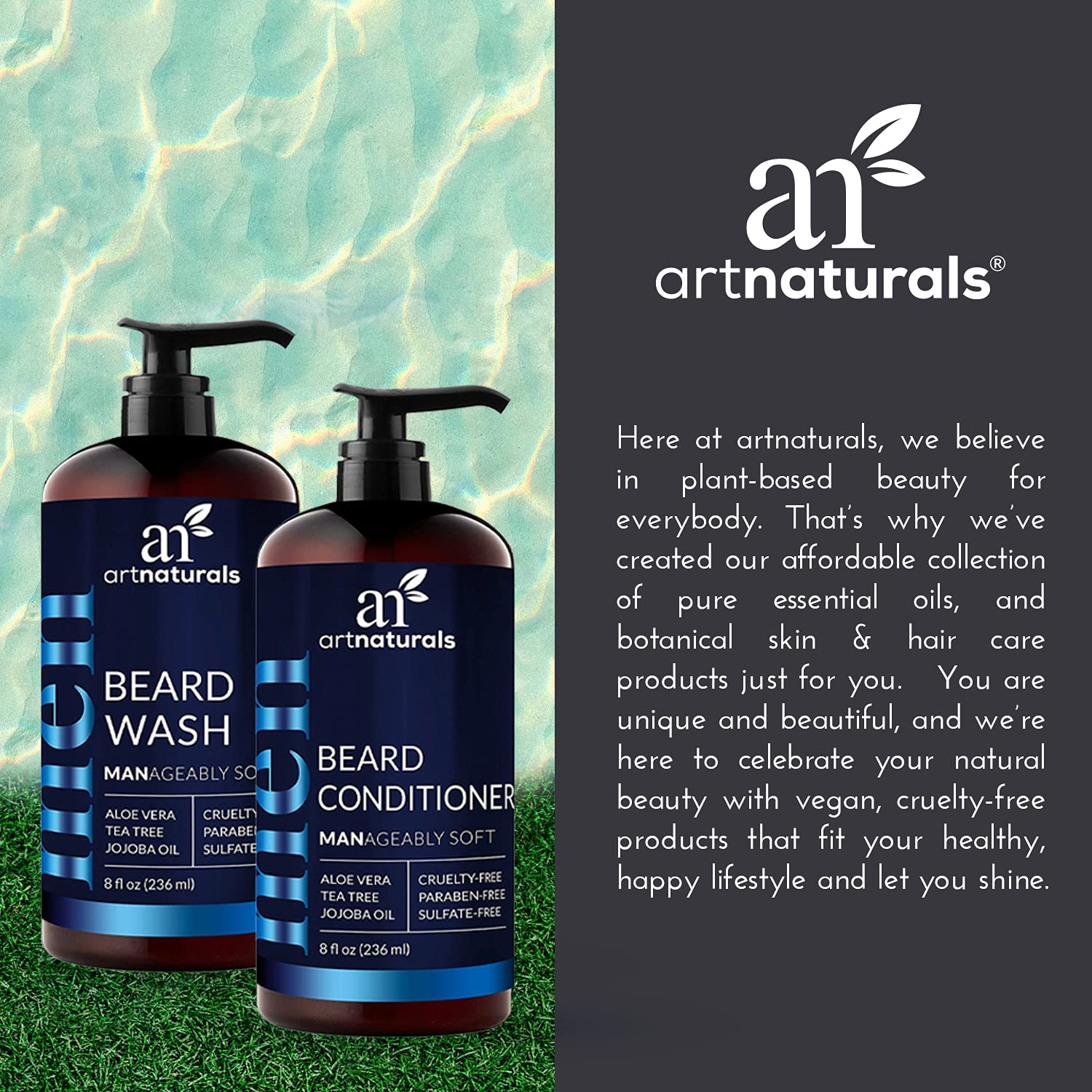 Artnaturals ingredients argan oil aloe vera highlight nourishing components.