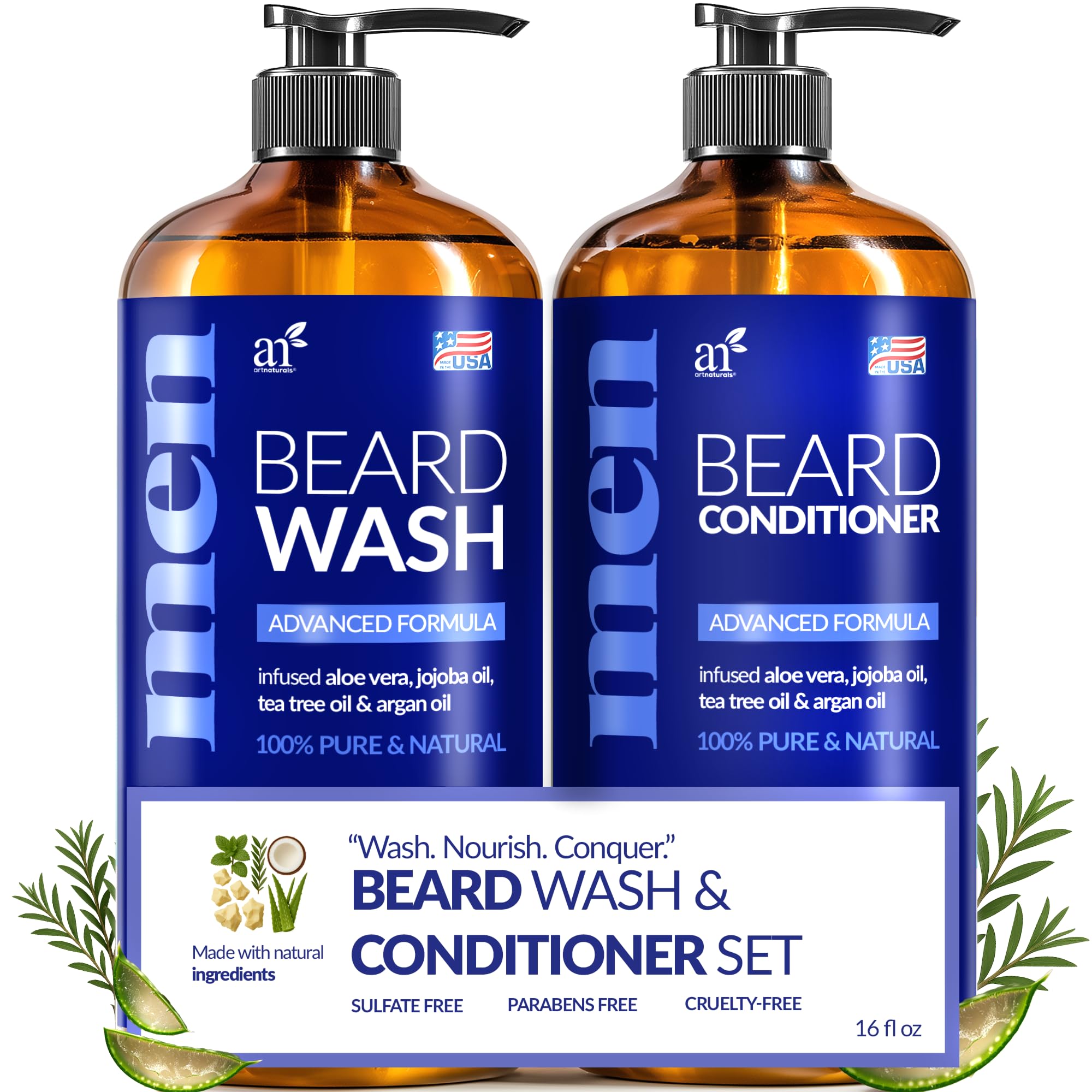 Artnaturals Beard Wash bottle pour for quick, refreshing facial hair cleansing.