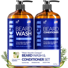 Artnaturals Beard Wash bottle pour for quick, refreshing facial hair cleansing.