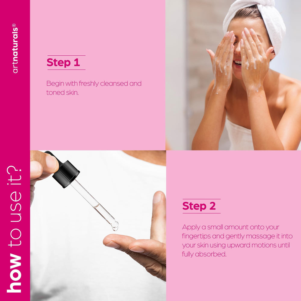 Artnaturals Collagen Booster Serum with hyaluronic acid suggests lasting moisture.