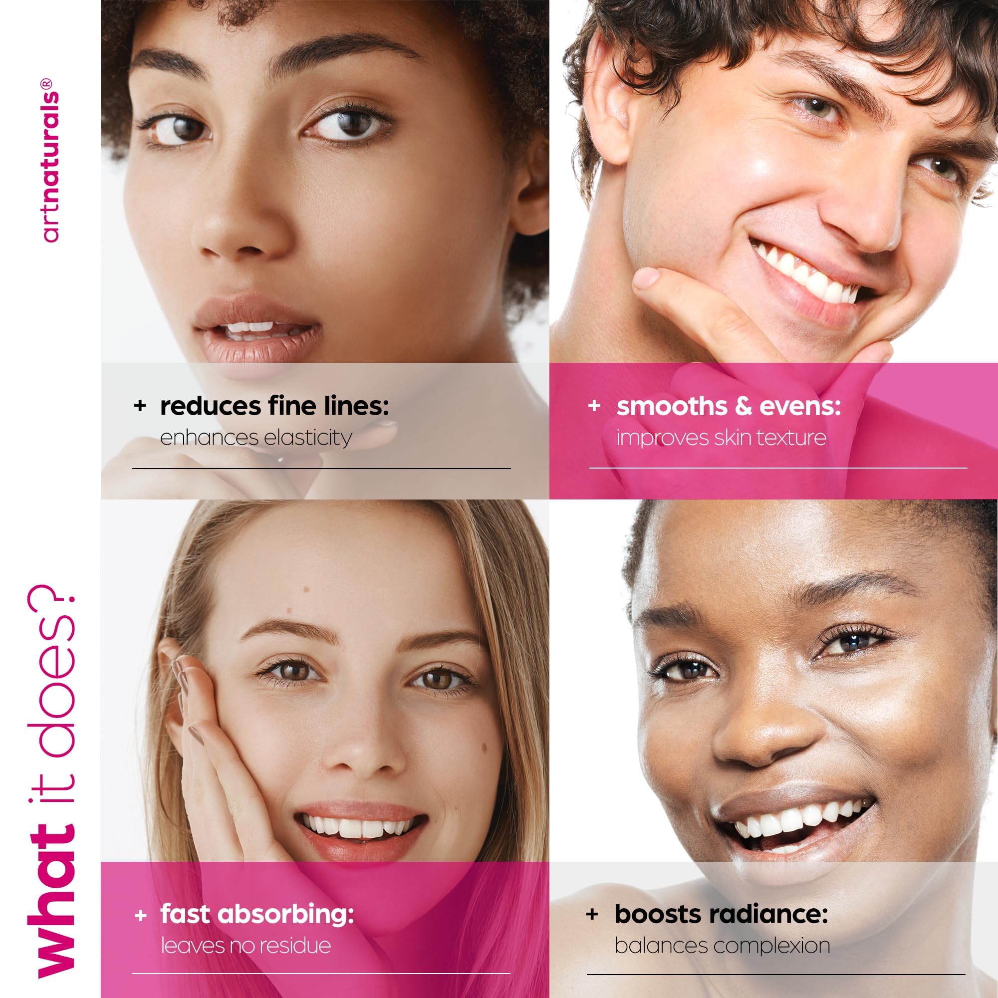 Artnaturals Collagen Booster Serum pump-action demonstrates easy, quick absorption.