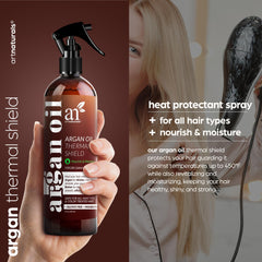 Artnaturals heat shield mist ready for use before styling with heat tools