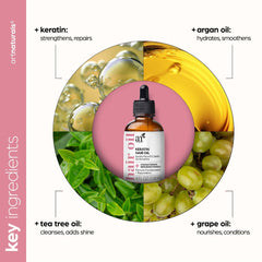 ArtNaturals Keratin Hair Oil bottle glows with enhanced shine.