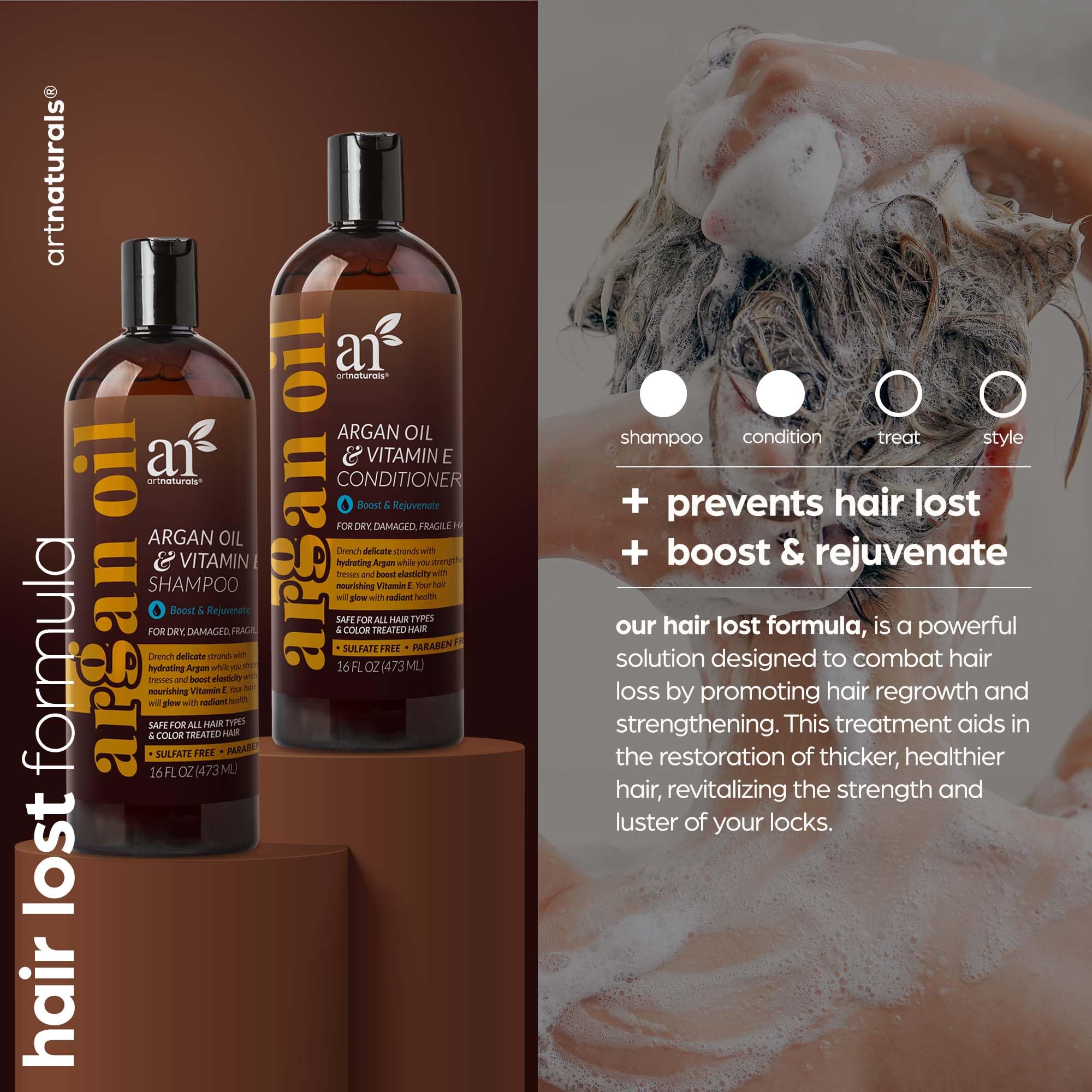 ArtNaturals Moroccan Argan Oil Conditioner bottle for smoother, shinier hair.