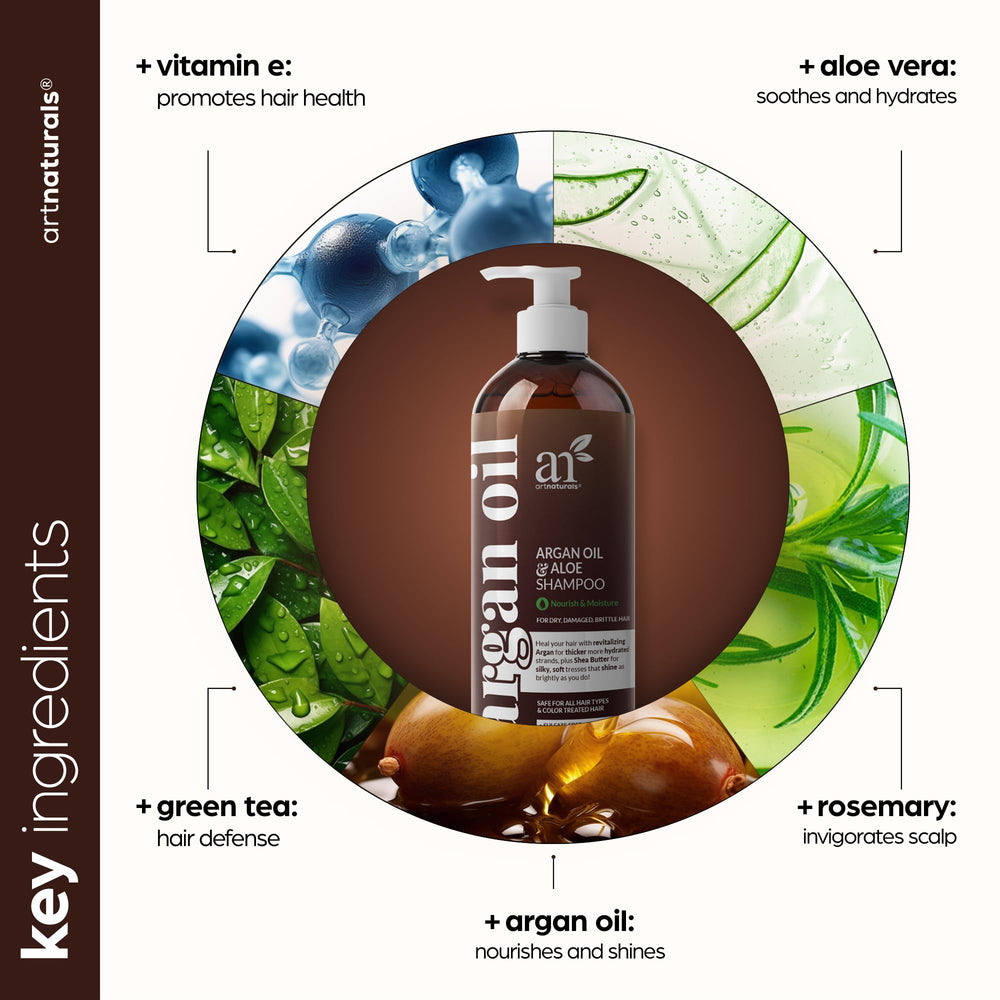 Artnaturals Moroccan Argan Oil Shampoo color-treated hair visualization for gentle cleansing