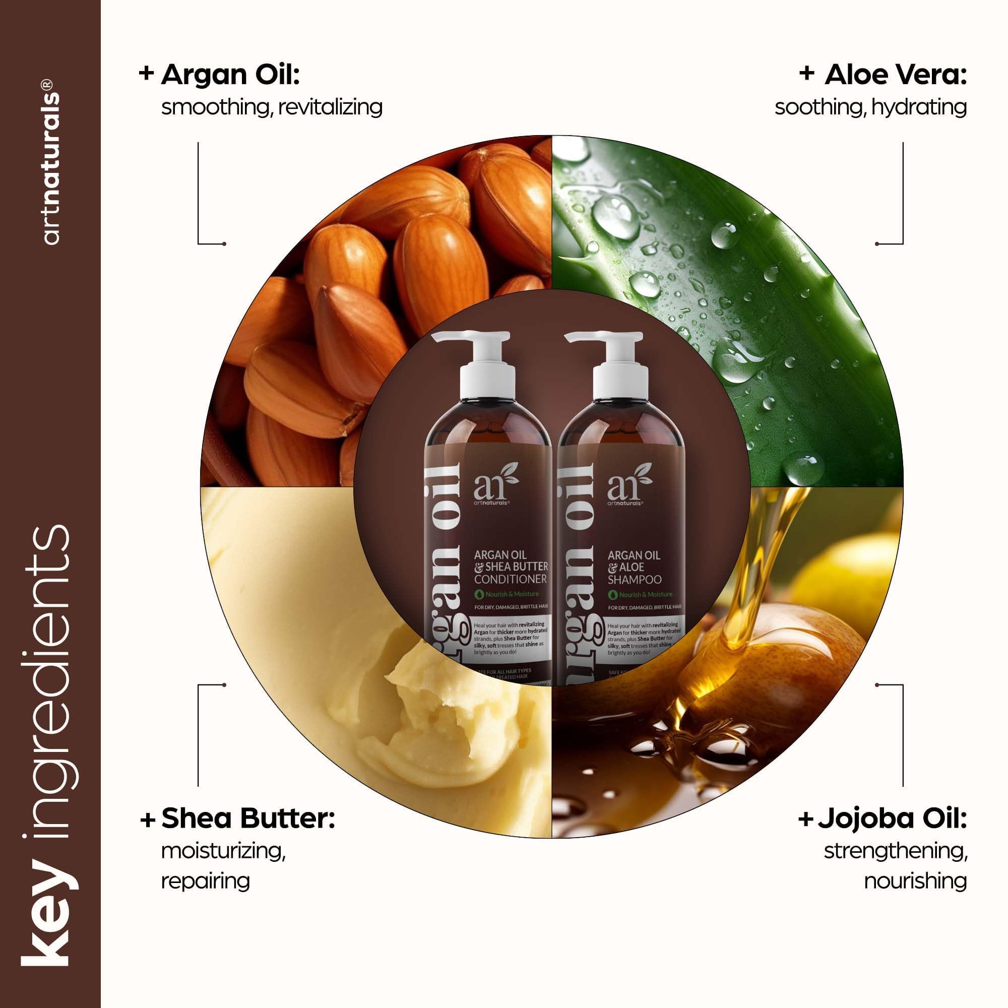 Artnaturals Moroccan oil blend close-up signaling deep moisture.