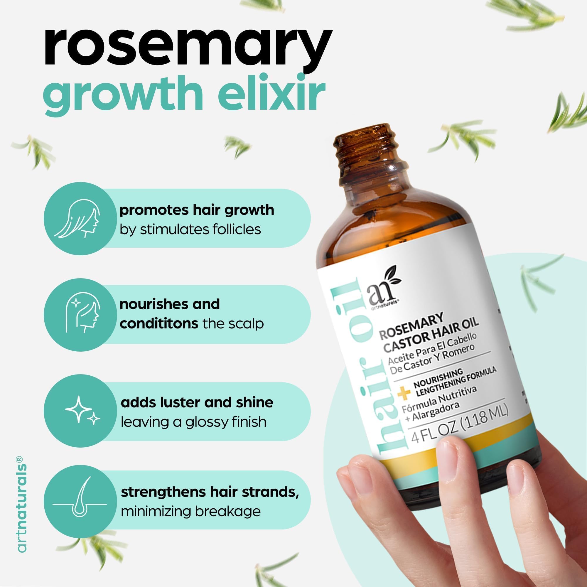 ArtNaturals Rosemary Castor Oil texture close-up showing conditioning consistency.