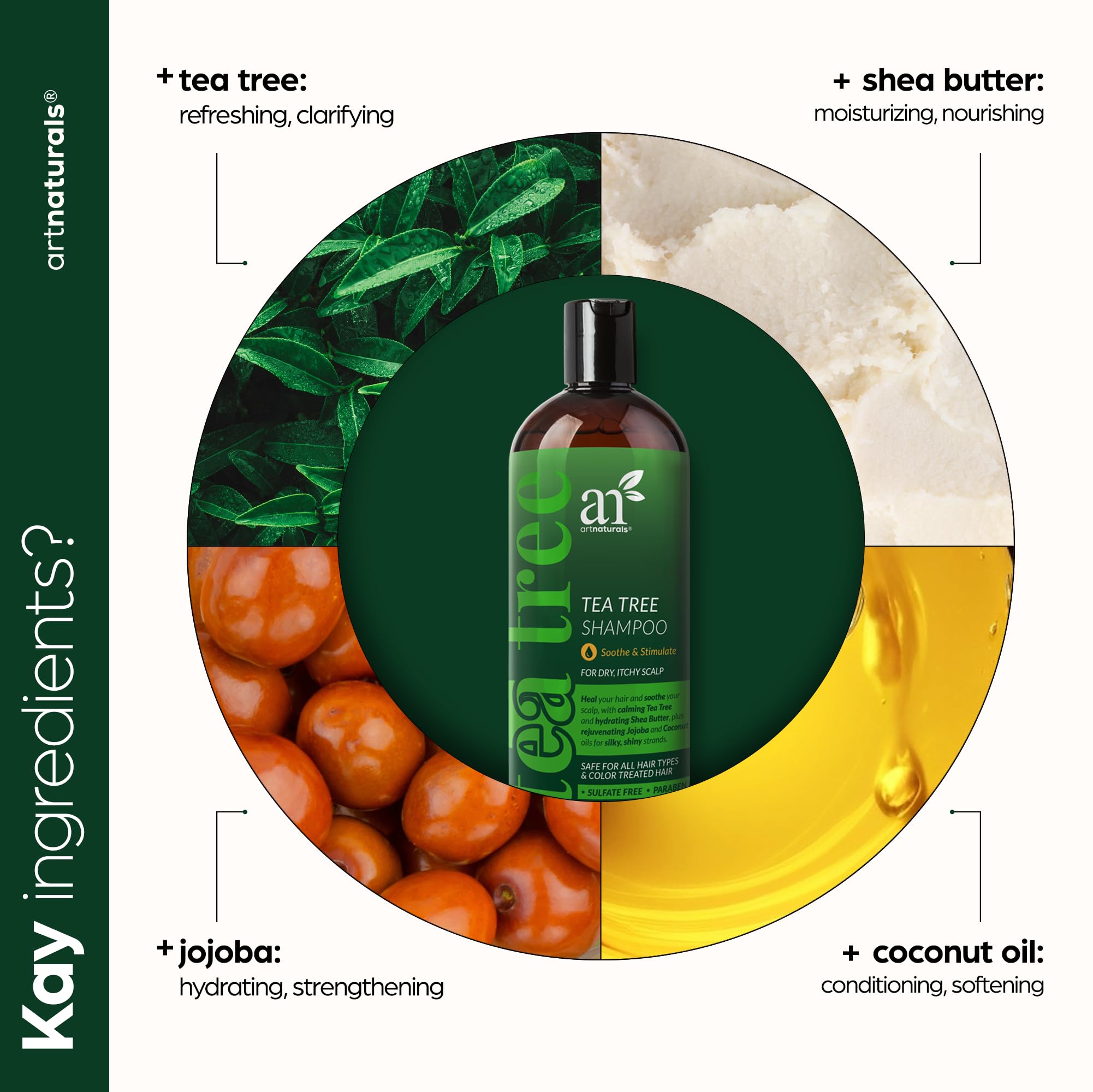 ArtNaturals Tea Tree Conditioner being applied for smooth, shiny hair.