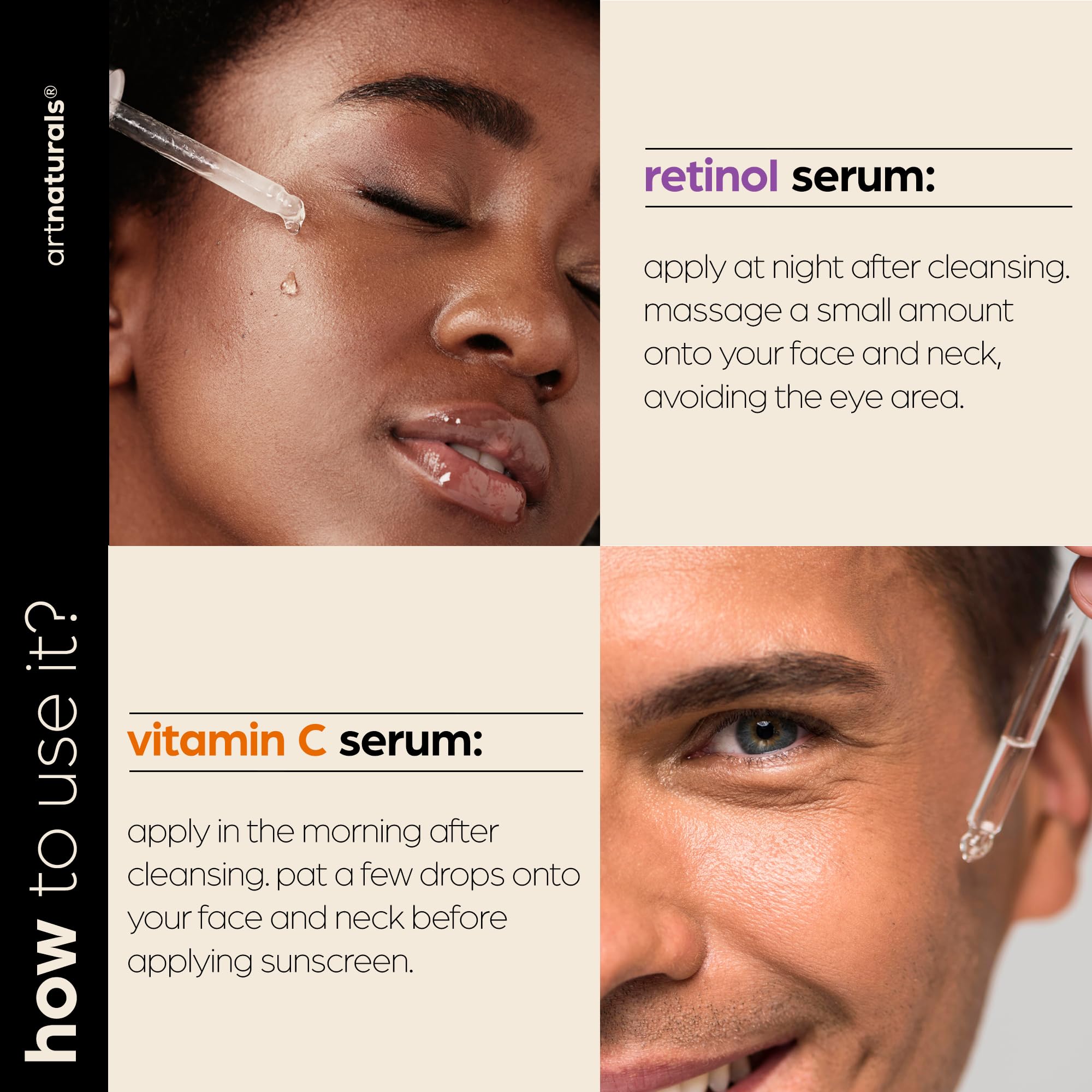 Artnaturals Vitamin C Serum Set brightening-glow suggests a refreshed complexion.