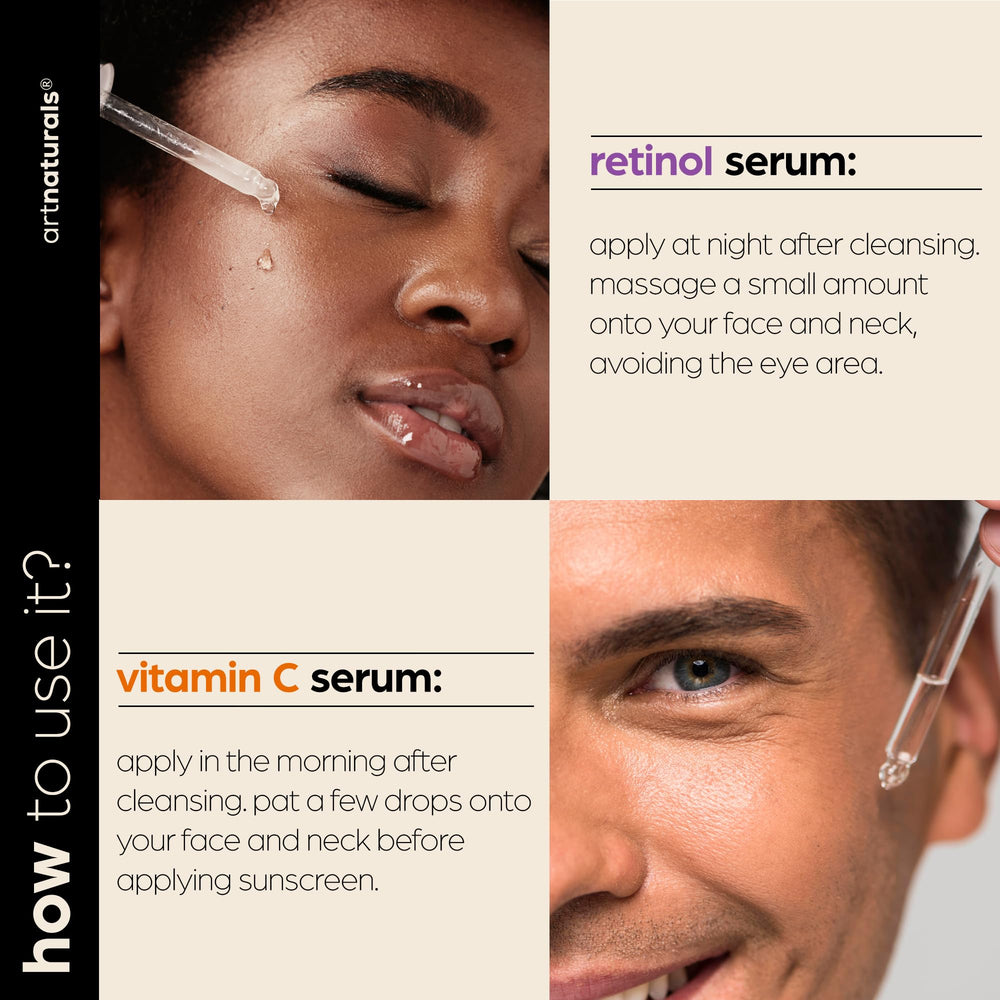 Artnaturals Vitamin C Serum Set brightening-glow suggests a refreshed complexion.
