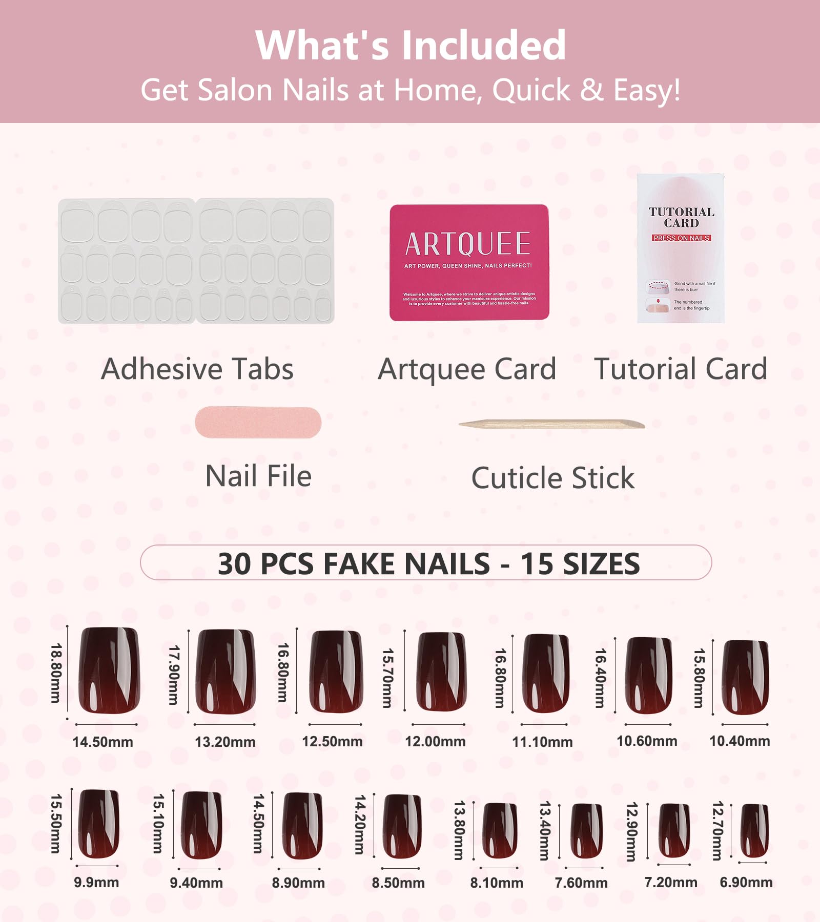 Artquee burgundy nails on hand showing durable, reusable design