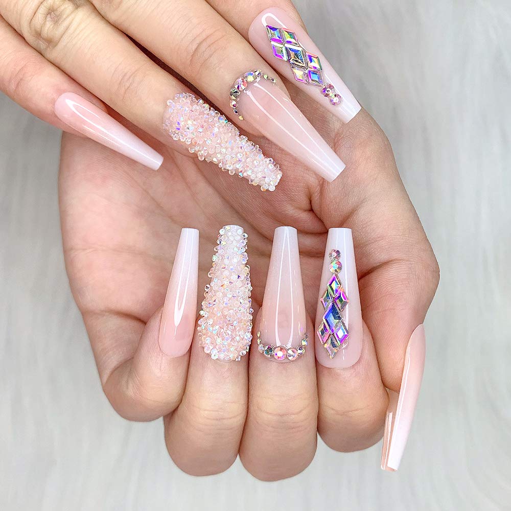 Artquee long glossy coffin nails show off a chic elongating silhouette