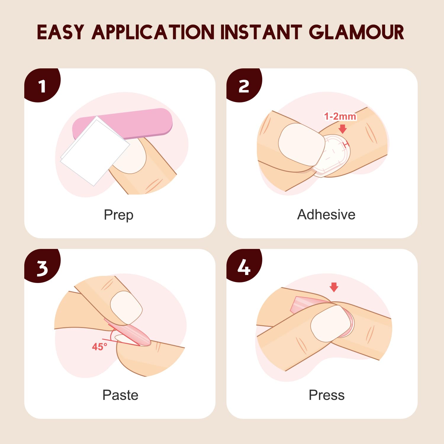 Artquee cuticle stick assists prep and cleanup for Red Almond nails
