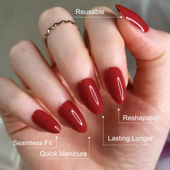 Artquee Red Almond nails glossy almond shape for long-lasting wear