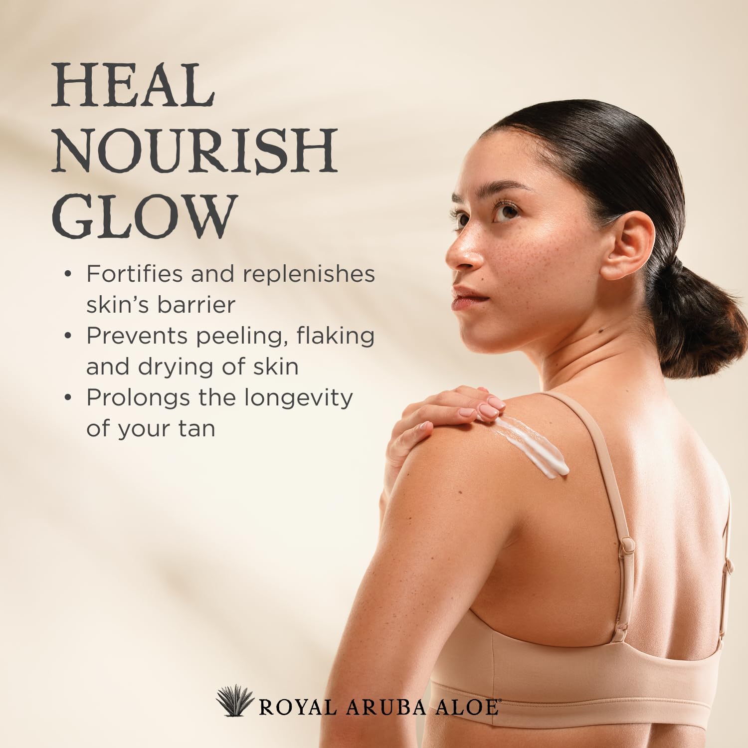 Aruba Aloe with vitamin E and coconut oil for nourishing skin.