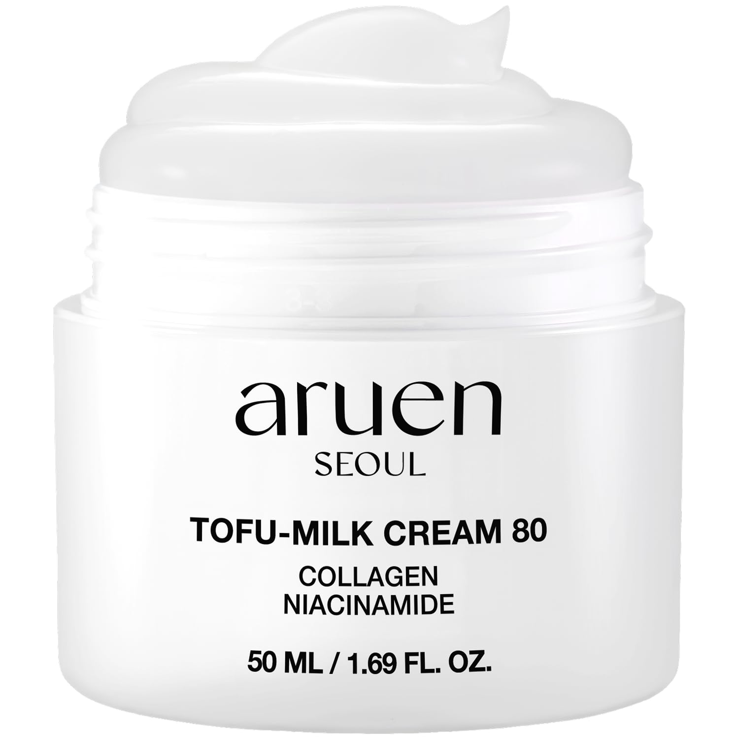 Aruen Fermented TofuCollagen Cream bottle delivering hydrated, plump-looking skin for daily care
