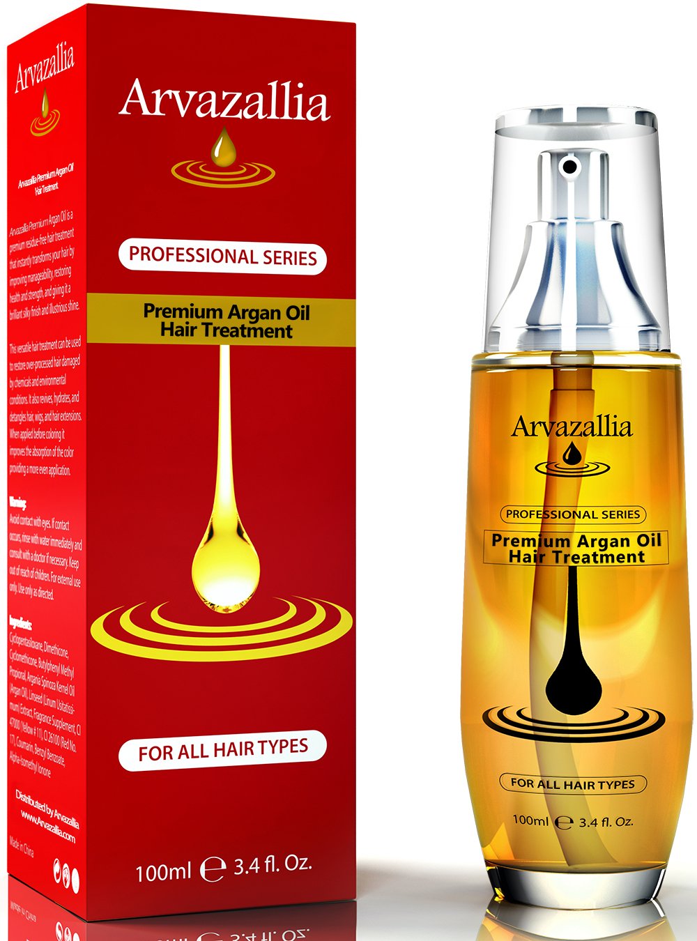 Arvazallia Argan Oil Leave-In bottle closeup for smooth, manageable hair.
