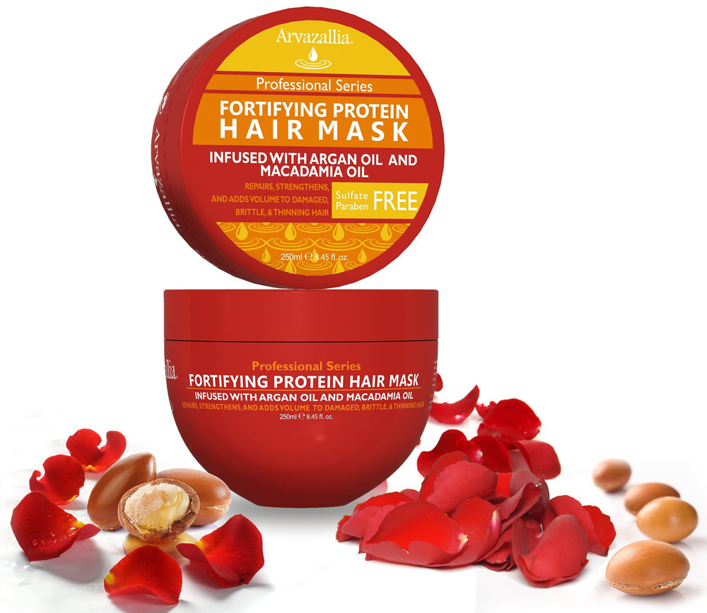 Arvazallia Fortifying Protein Hair Mask application shot shows even deep-conditioning distribution.