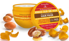 Arvazallia Rejuvenating Hair Mask with argan oil glow enhances color and shine.