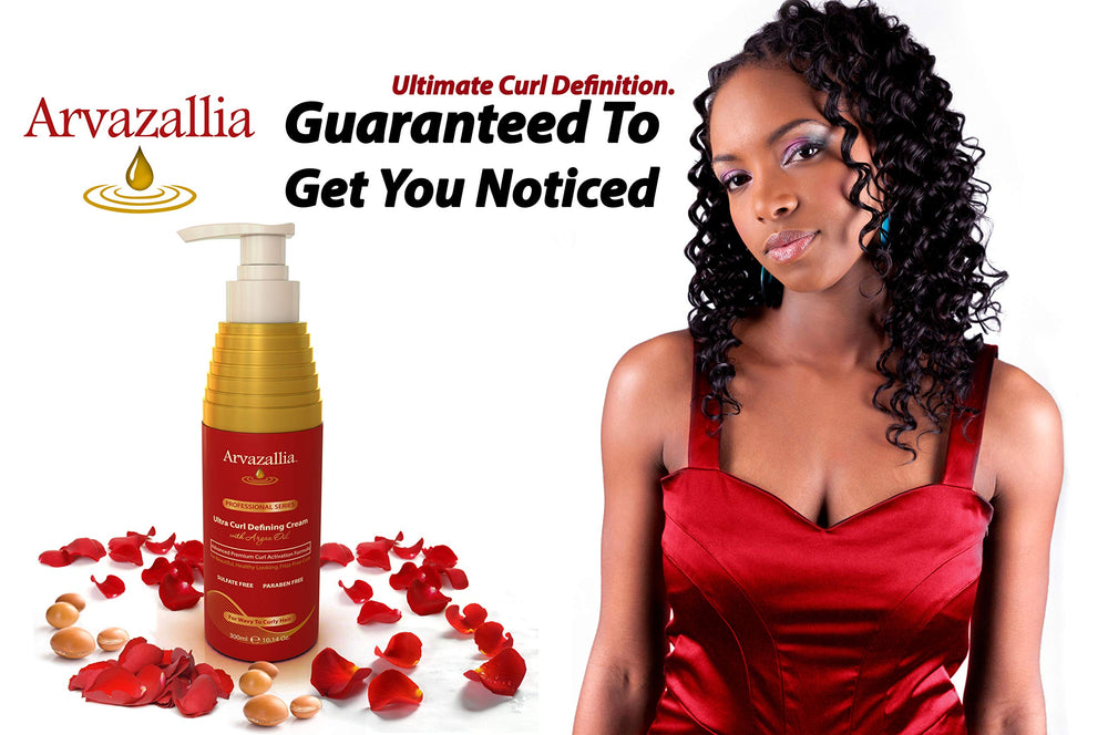Arvazallia Ultra Curl Cream hands applying for smooth, controlled curl definition.