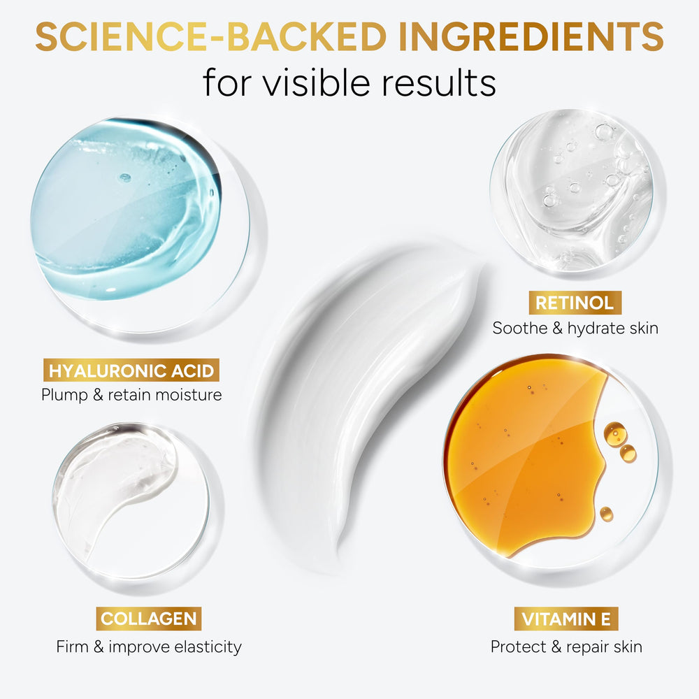Arvesa Retinol Cream with collagen and hyaluronic acid for hydration.