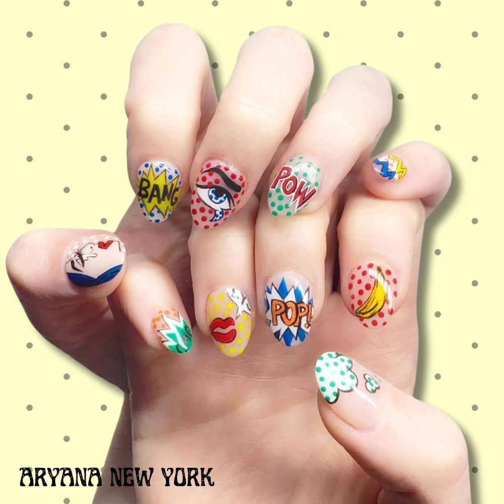 ARYANA NEW YORK clear French tip pop art nails with durable wear