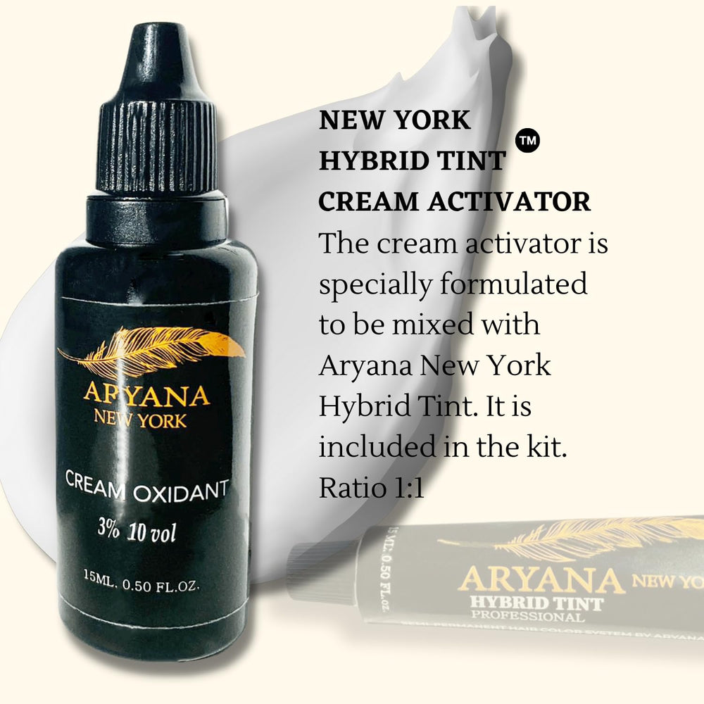 Complete ARYANA Hybrid Color Kit packaging showing color and oxidant for at-home use.