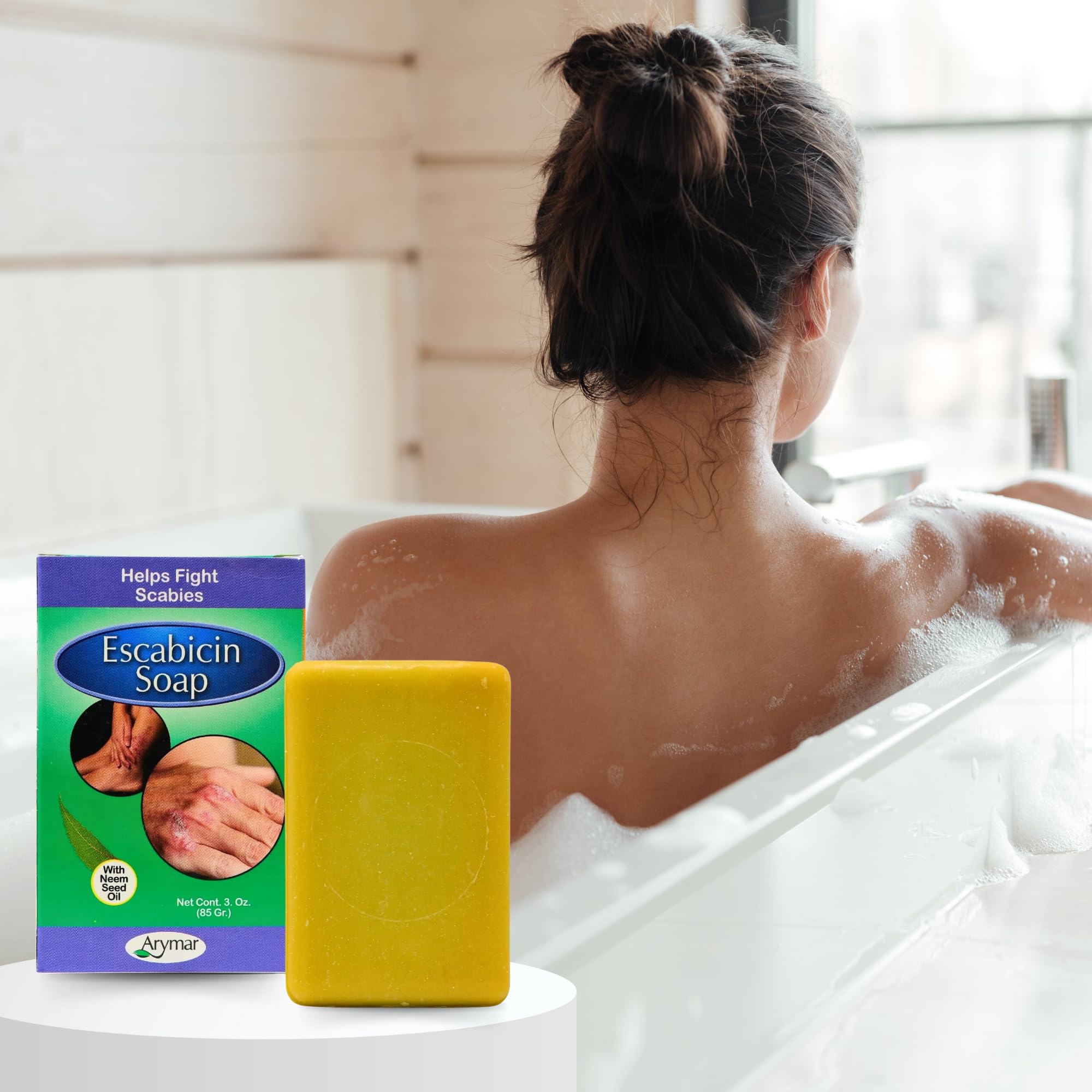 Arymar sulfur soap bar after-use skin refreshed and balanced.