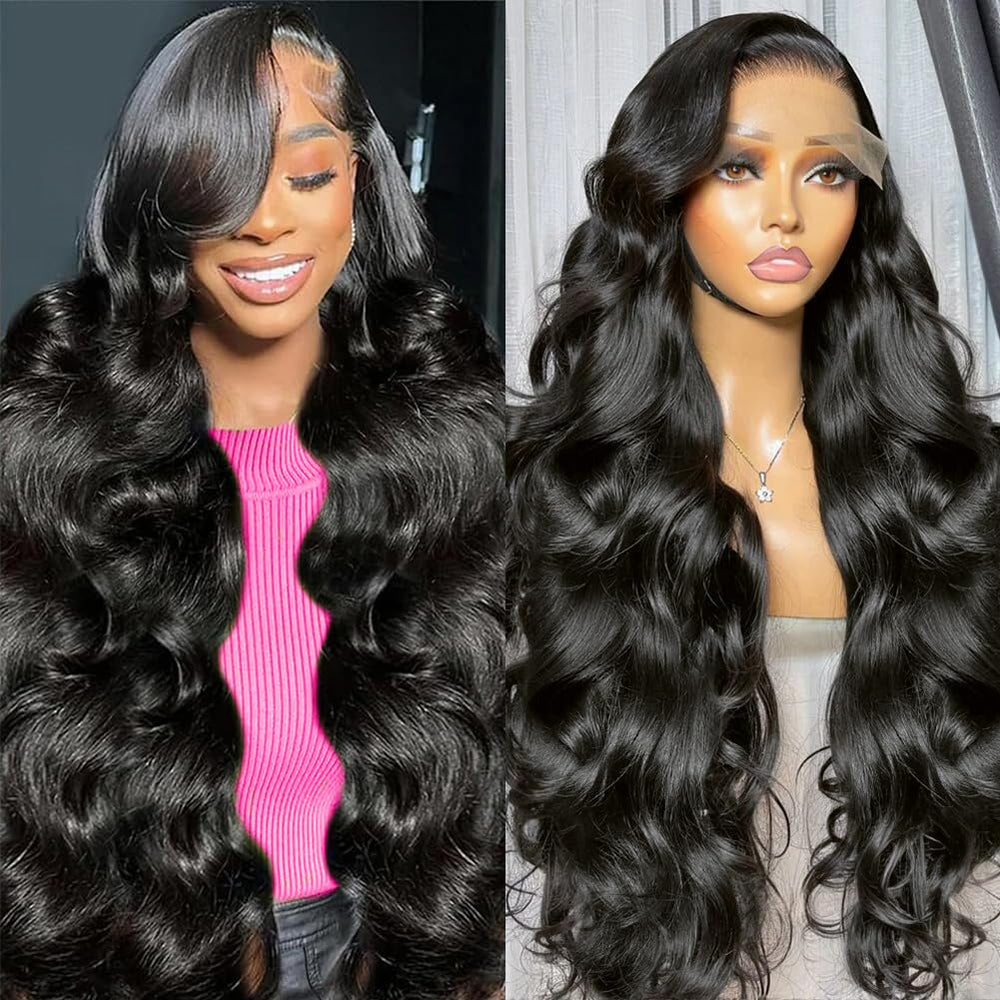 ARZFDR 30-inch lace front wig front view with natural part and Brazilian hair