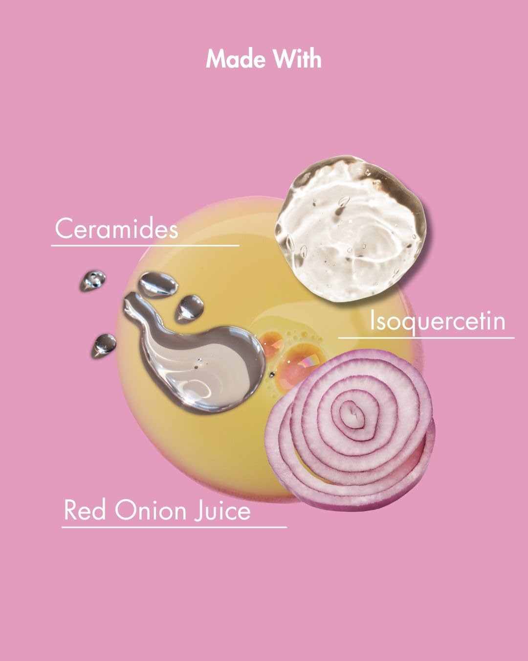 As I Am Onion Water ingredients with ceramides promote moisture for strands.