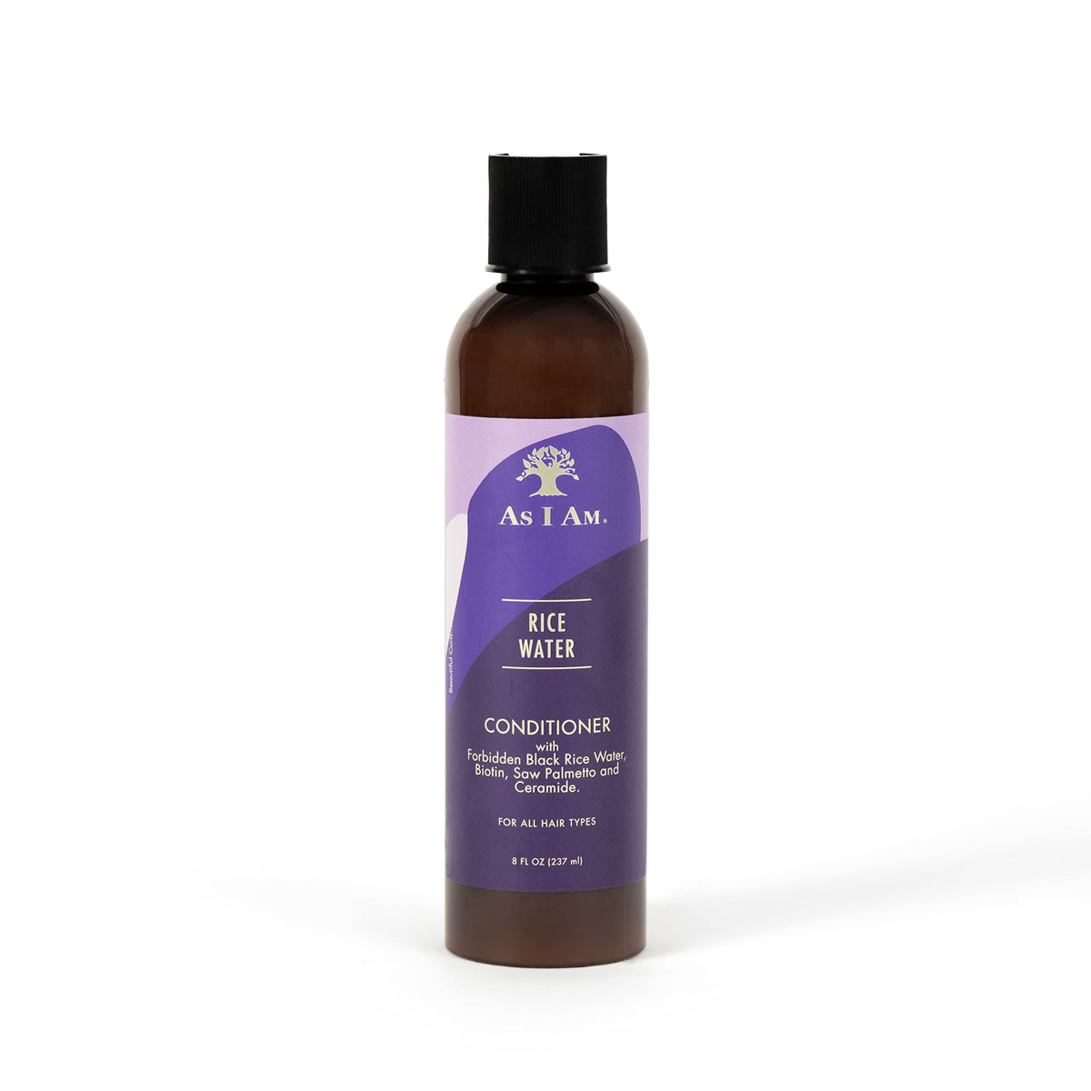 AS I AM Rice Water Conditioner bottle front highlights hydration for frizz control.
