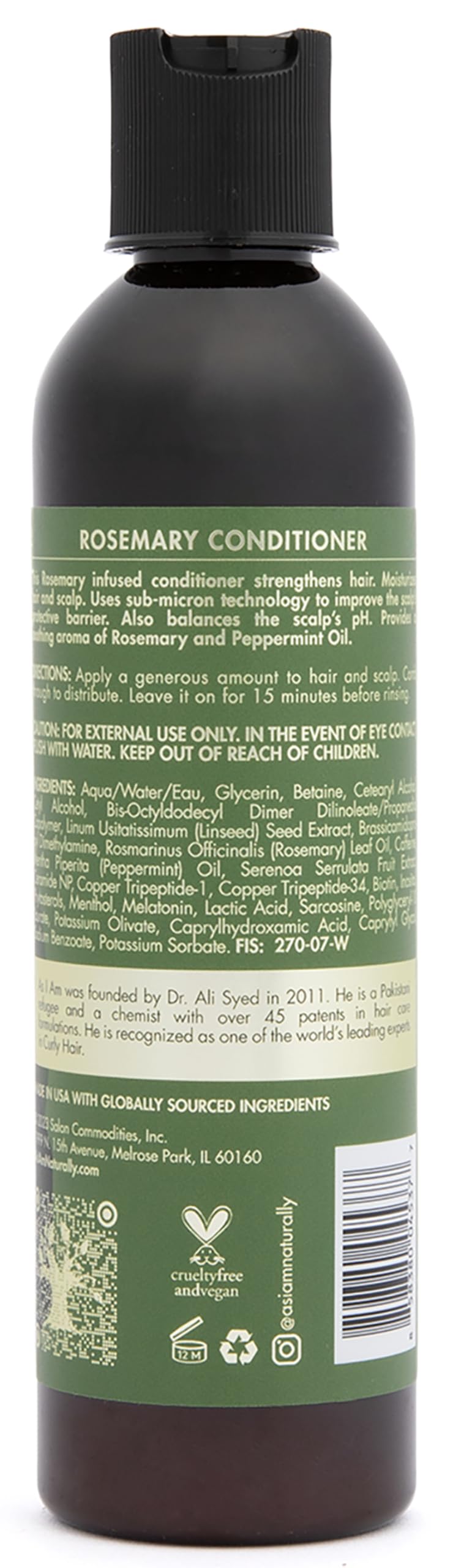 As I Am Rosemary Conditioner 8 oz scent closeup conveys rosemary and peppermint aroma.