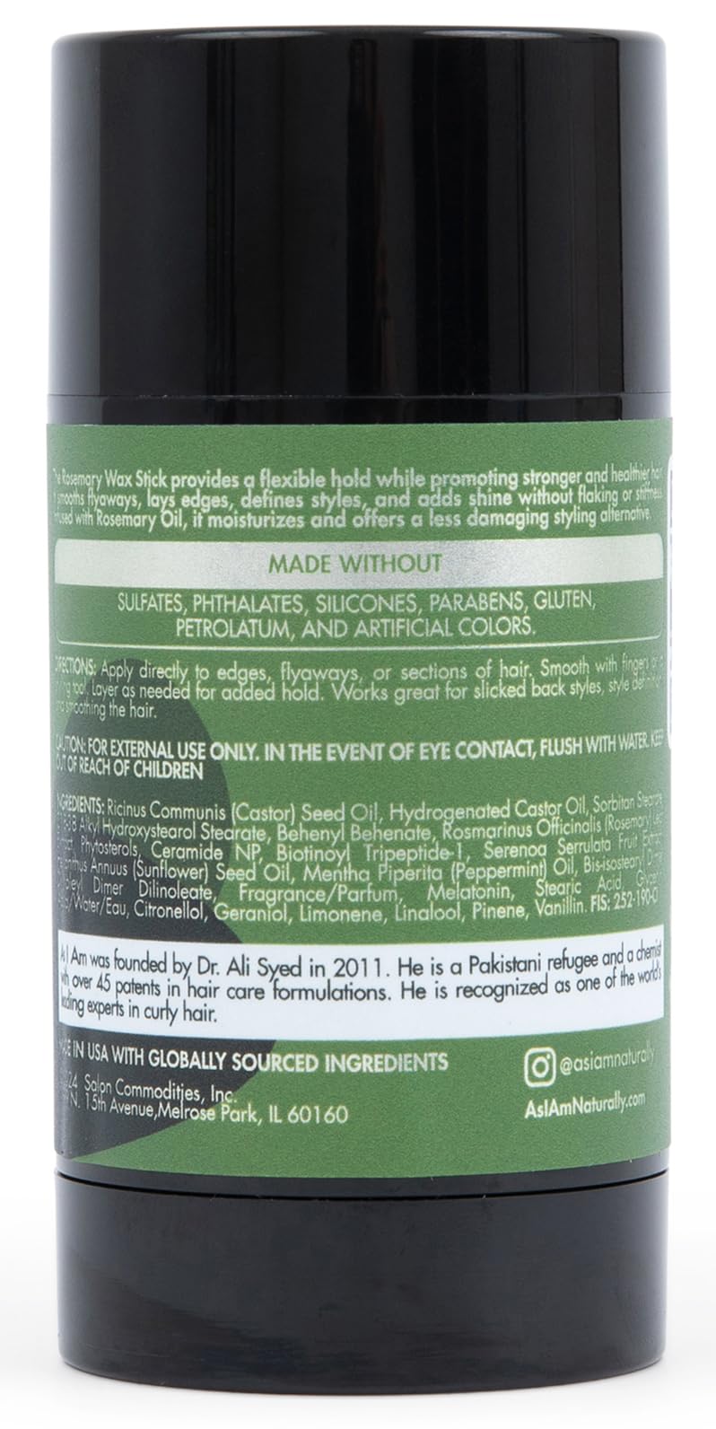As I Am Rosemary Wax Stick on styled hair with subtle shine