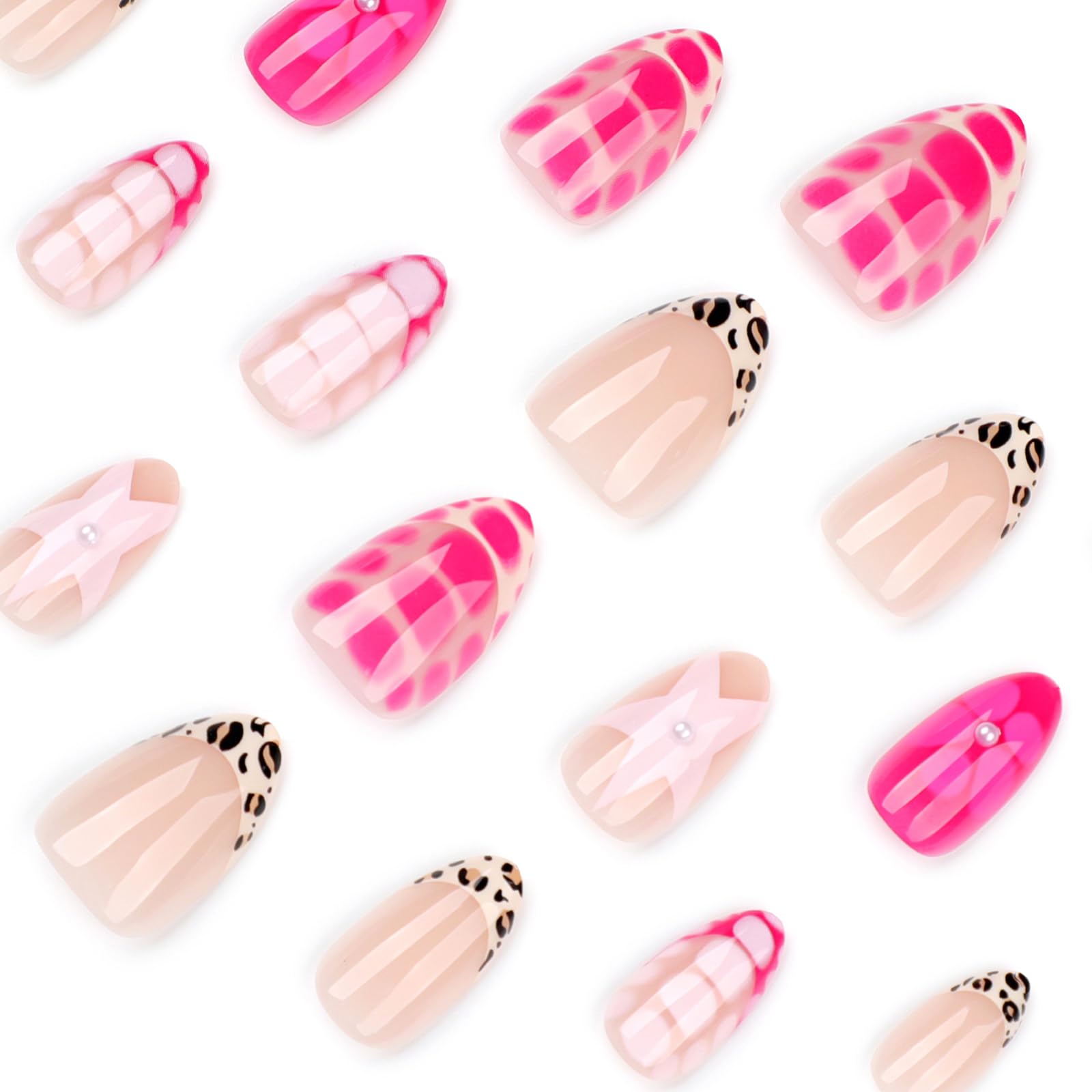 ASABITE almond nails with leopard print for quick, mess-free nail art at home