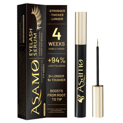 ASAMO eyelash serum golden bottle highlights premium lash care benefit