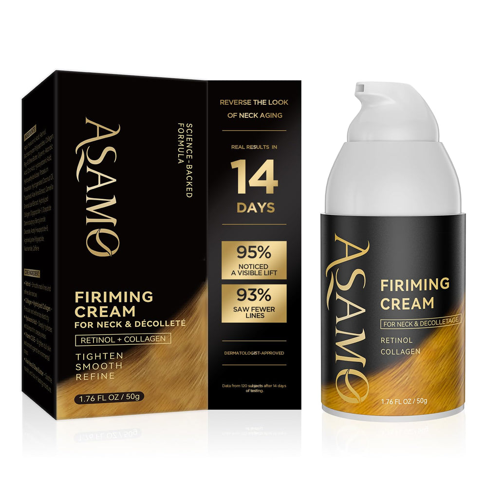 ASAMO firming neck cream packaging for premium daily skincare.