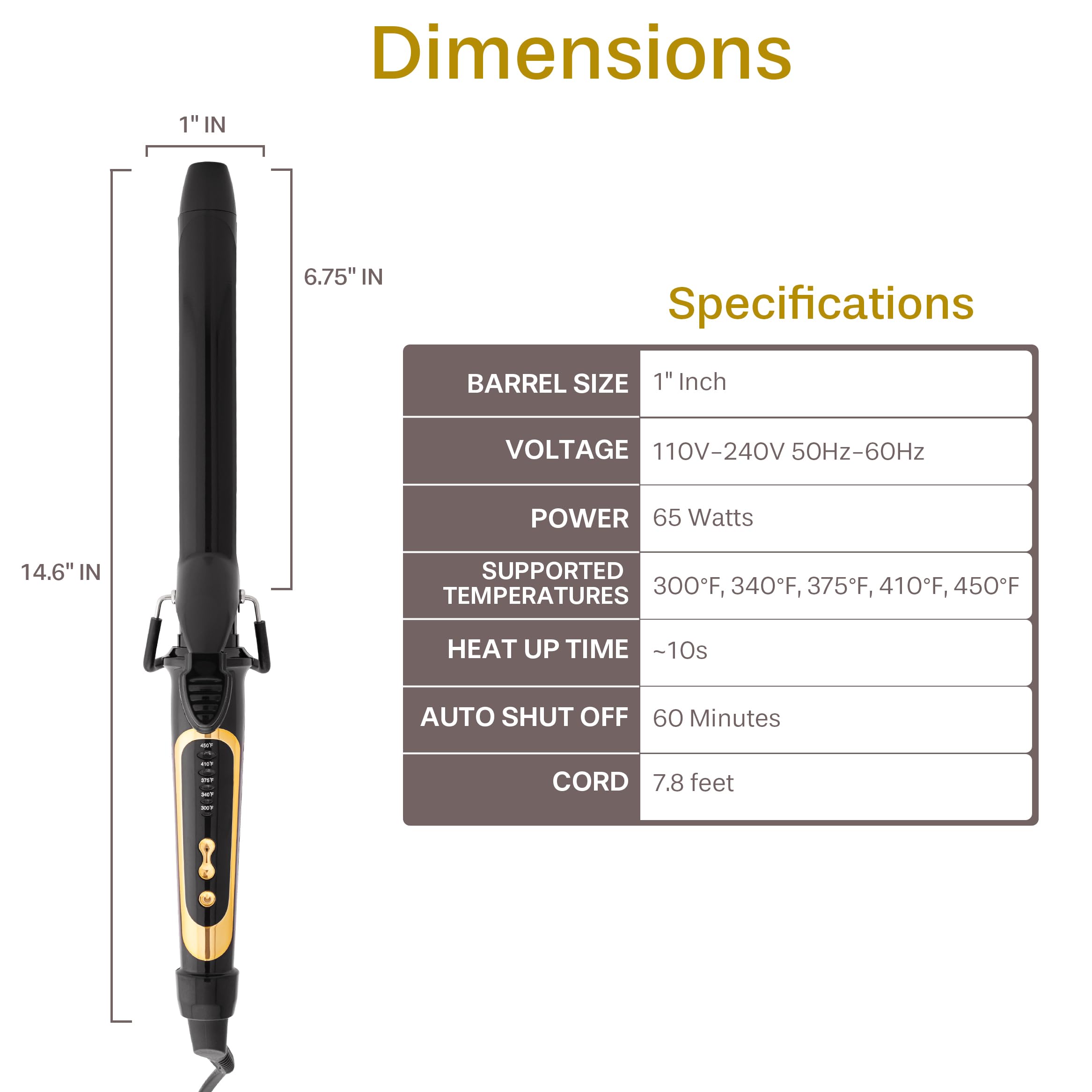 Asani curling wand with 360° swivel cord for easy maneuvering