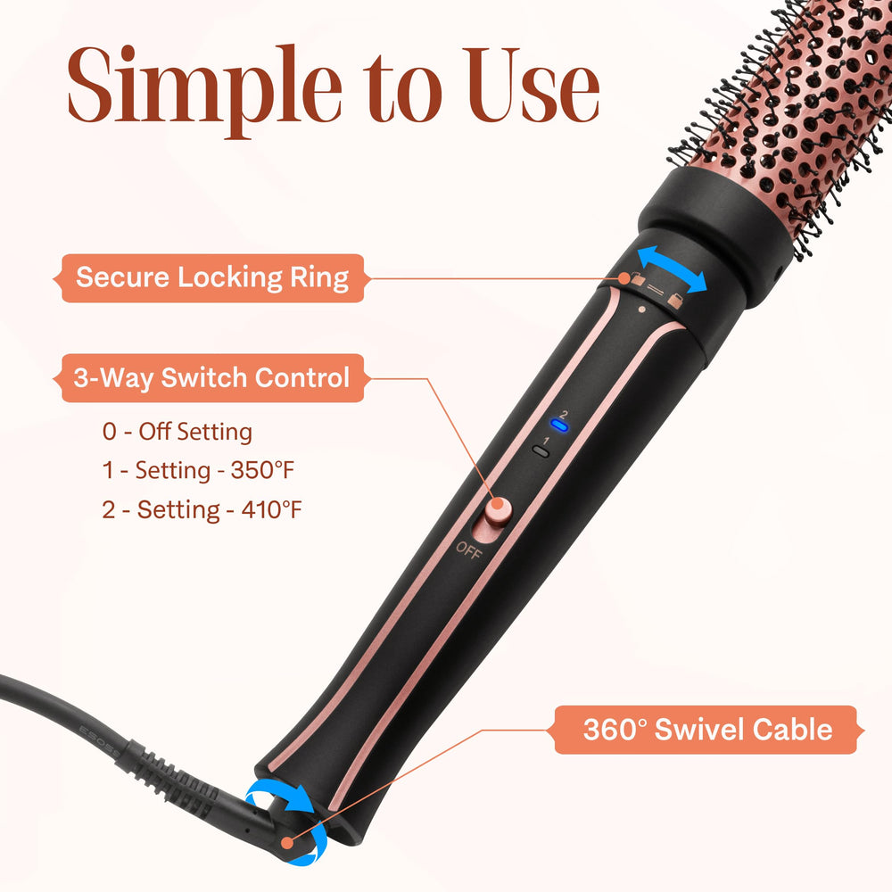 Asani fast-heat PTC technology speeds up curling and smoothing.
