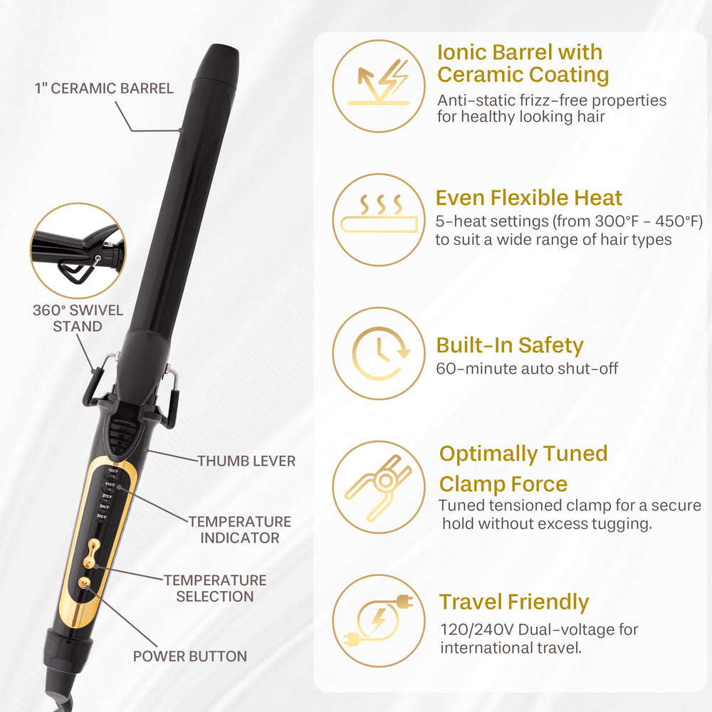Asani hair wand heated to 450°F for long-lasting style
