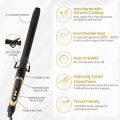 Asani hair wand heated to 450°F for long-lasting style