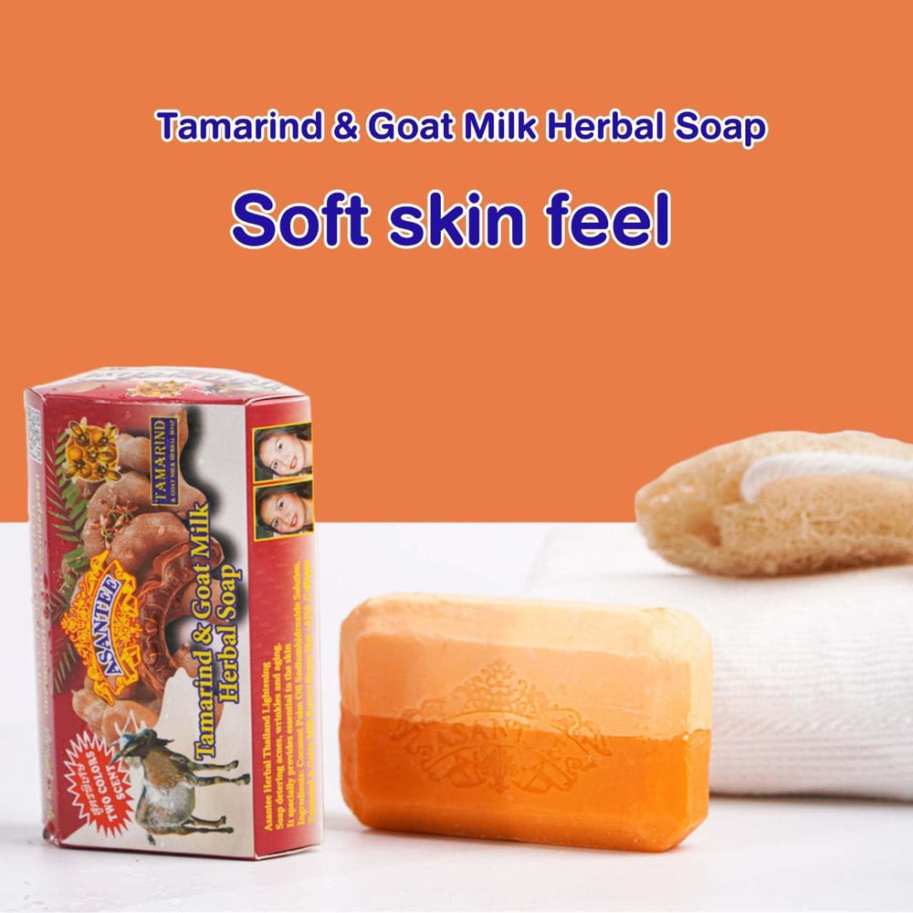 ASANTEE Tamarind & Goat Milk Soap rice milk nourishes skin during cleansing.