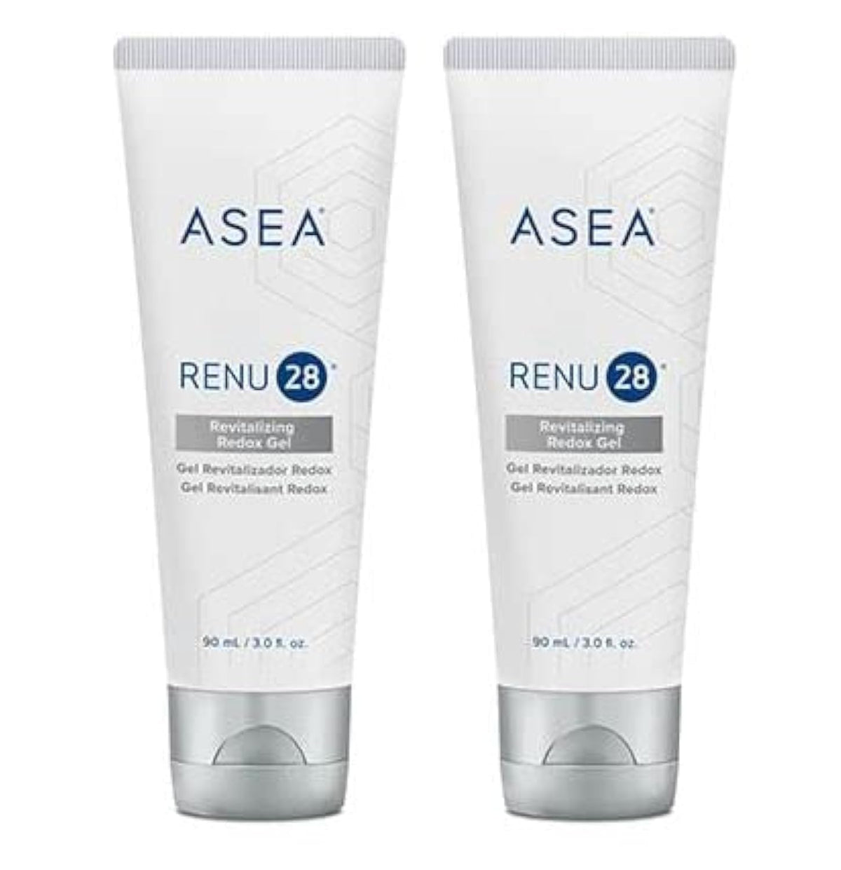 ASEA Renu 28 redox gel two-pack bottle shown for skin renewal and soothing comfort.