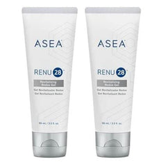 ASEA Renu 28 redox gel two-pack bottle shown for skin renewal and soothing comfort.