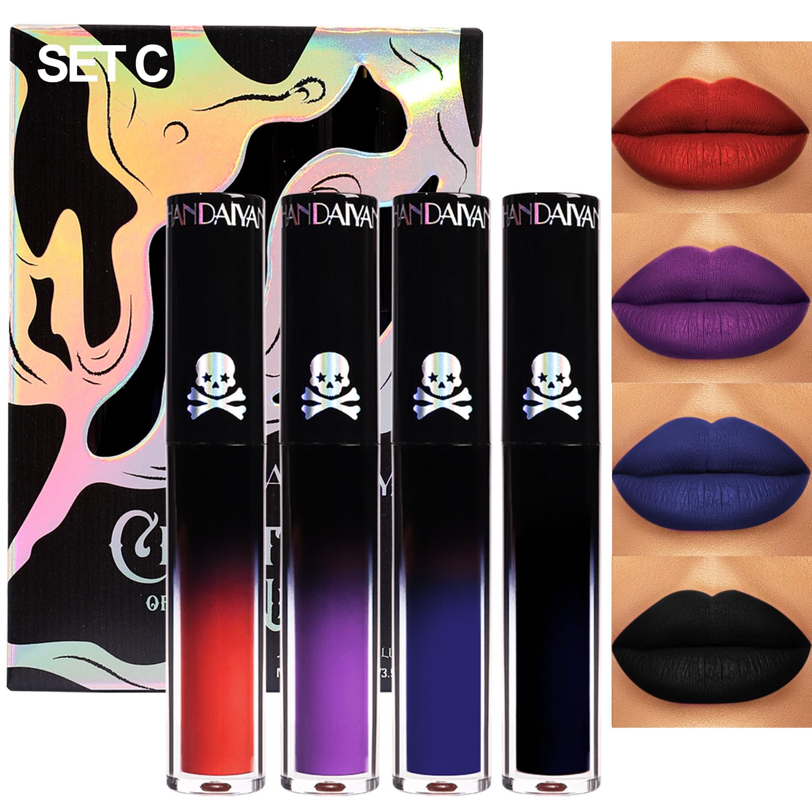 Aseawave 4Pcs lip color set in sleek packaging, ideal for gifting.