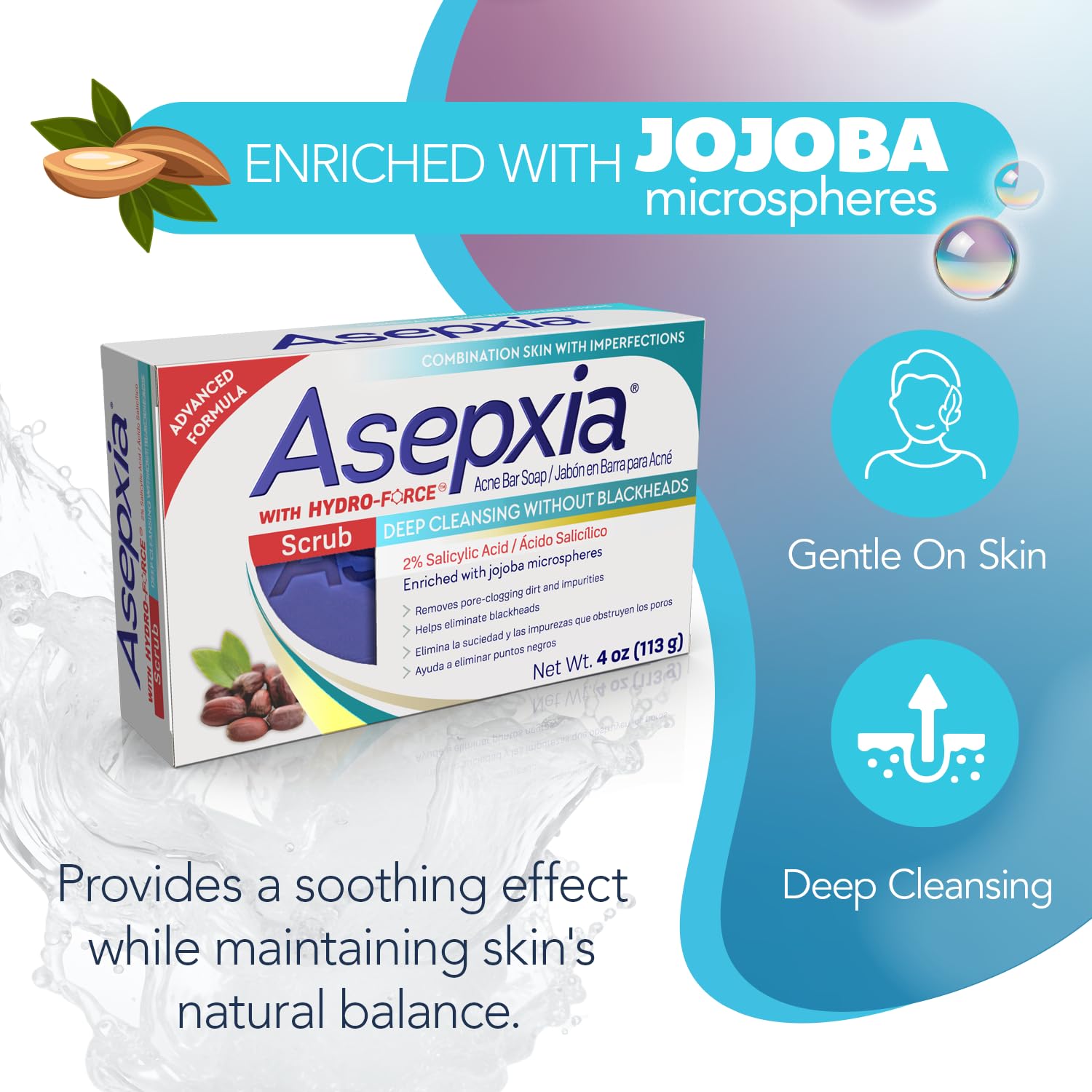 Asepxia Bar Soap provides deep cleansing to help prevent new breakouts.