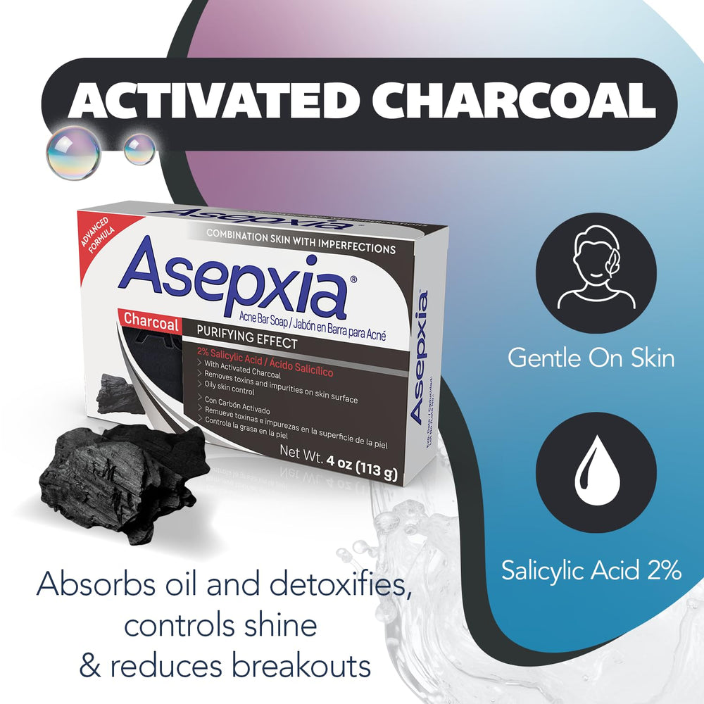 Asepxia bar soap activated charcoal detail illustrating dirt drawing