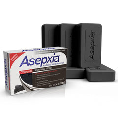 Asepxia bar soap packaging shows 4oz size for daily acne care.