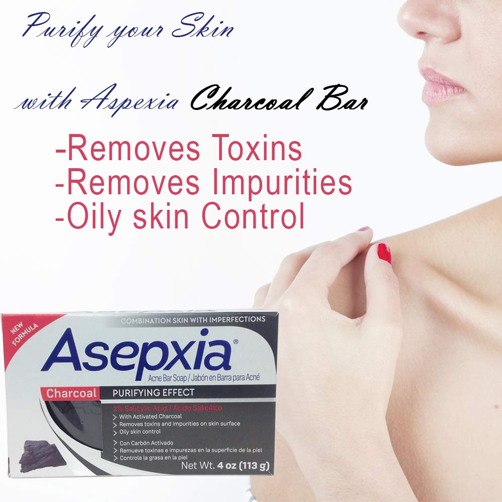 Asepxia Charcoal Cleansing Bar 4 oz supports daily cleansing routine.